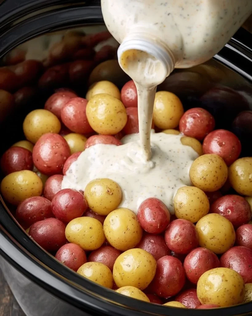 Slow Cooker Ranch Potatoes cooked to perfection, served in a bowl.