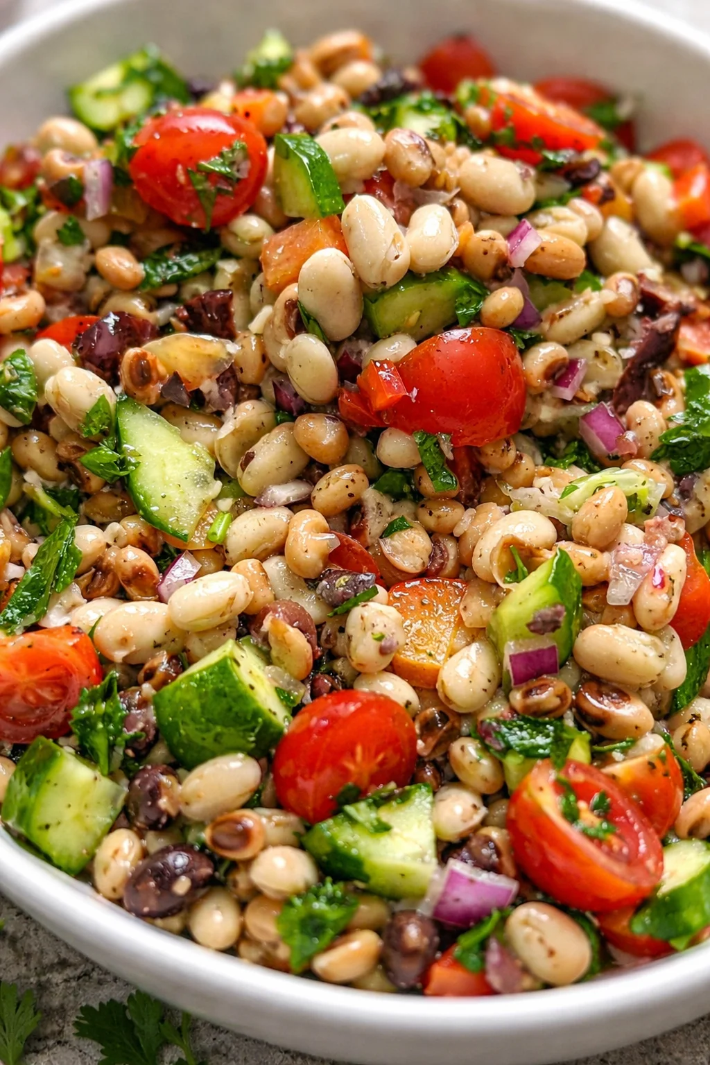 Bowl of flavorful Southwestern Cowgirl Caviar with fresh ingredients