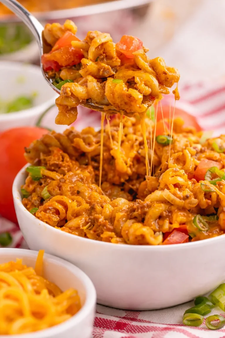 Taco Macaroni and Cheese Delicious Taco Macaroni Cheese topped with taco seasoning and cheese