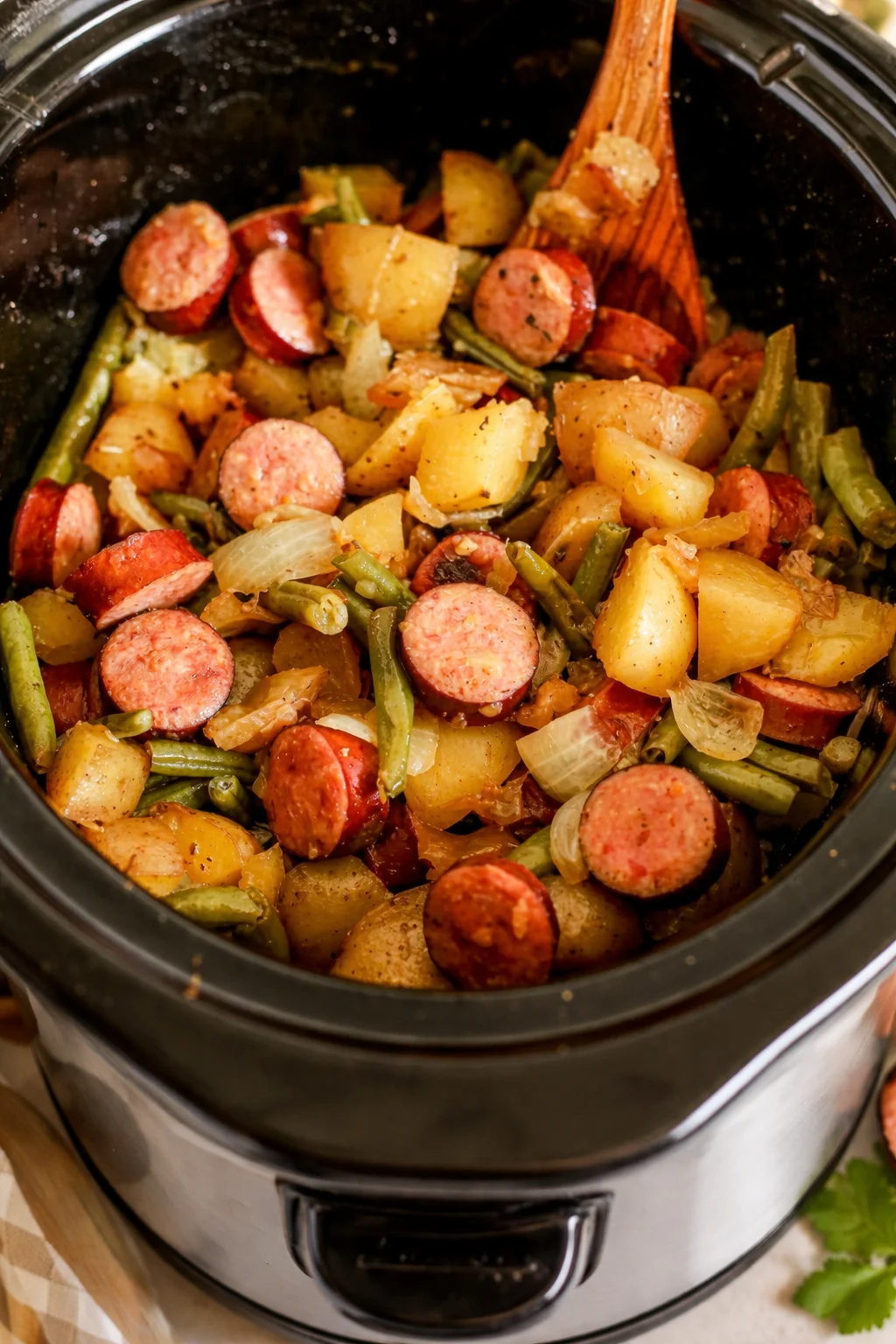 swamp potatoes Delicious swamp potatoes with onions, smoked sausage, and green beans