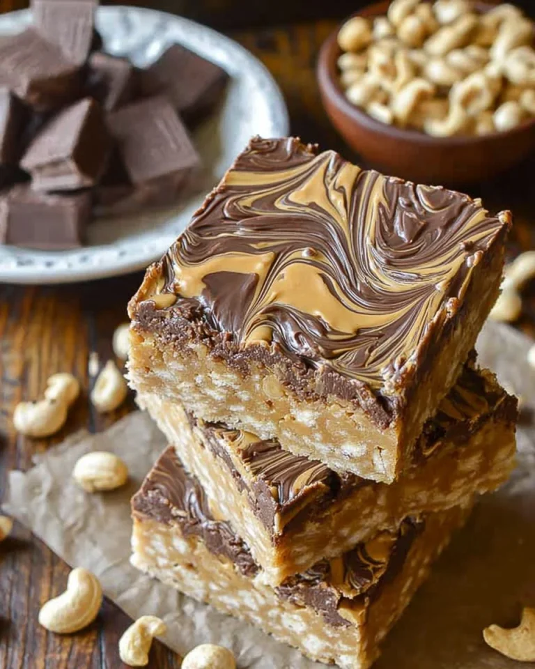 Twisted Scotcheroos Twisted Scotcheroos dessert bars topped with chocolate and butterscotch.