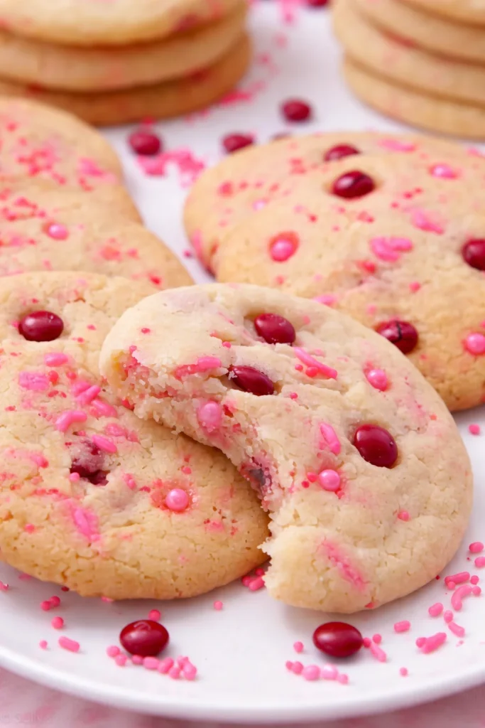 Deliciously decorated Valentine's Day cookies in heart shapes.