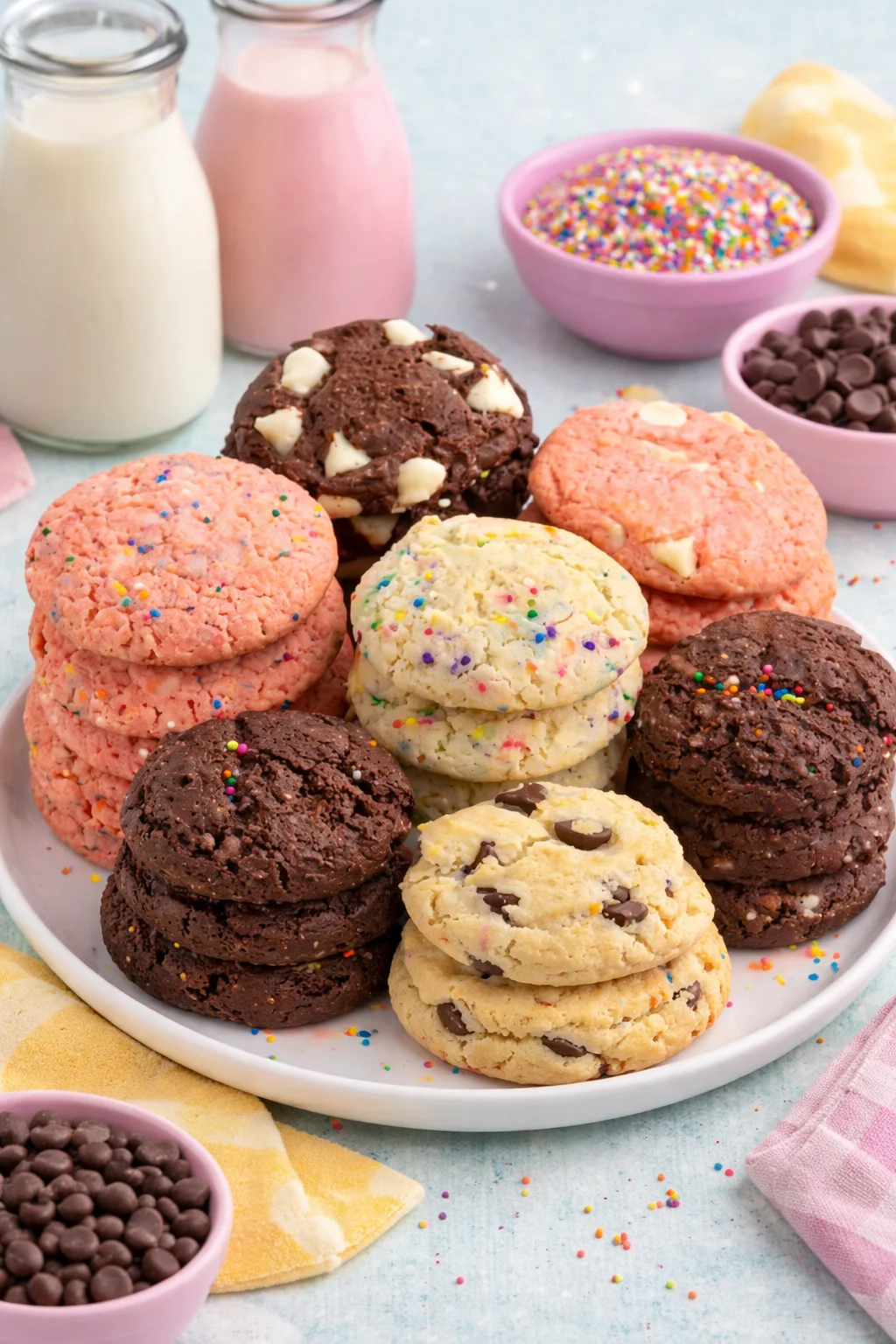 Soft and chewy cake mix cookies made with three simple ingredients