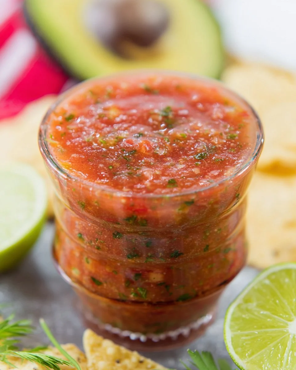 Delicious and fresh restaurant style salsa served in a bowl with tortilla chips.