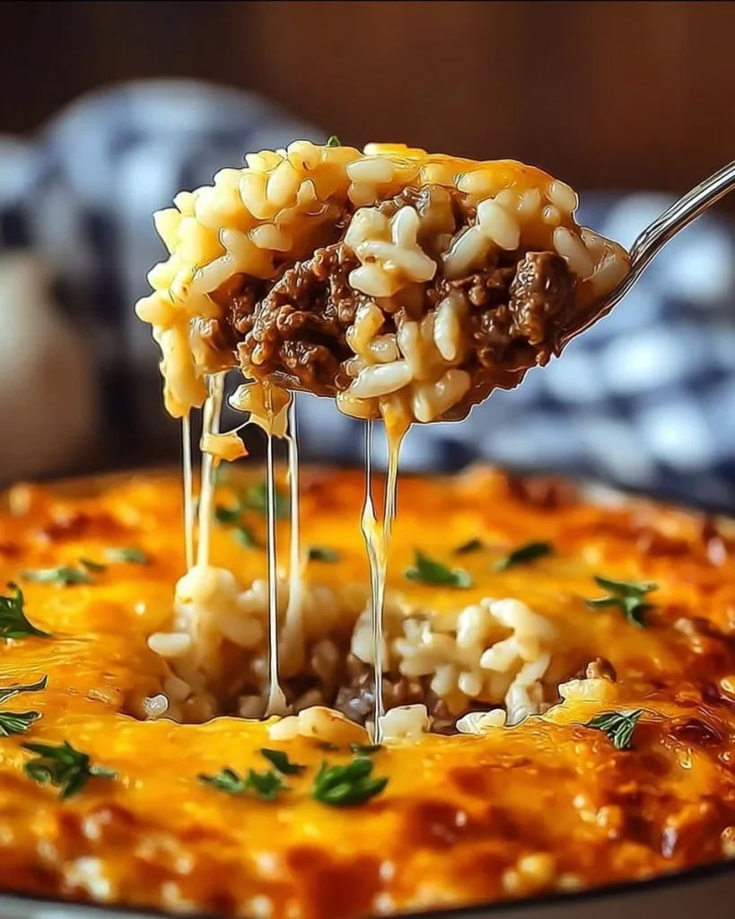Cheesy Ground Beef and Rice Casserole