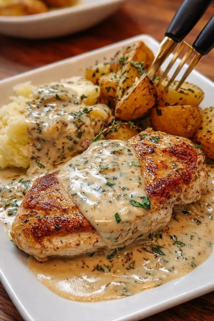 Chicken and Potatoes with Garlic Parmesan Cream Sauce Chicken and Potatoes with Garlic Parmesan Cream Sauce