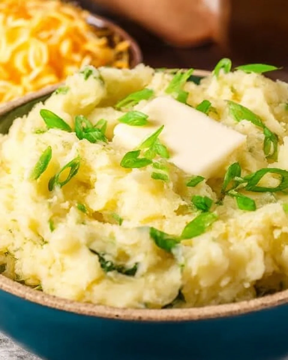 COLCANNON Delicious bowl of colcannon, a traditional Irish dish with mashed potatoes and cabbage.