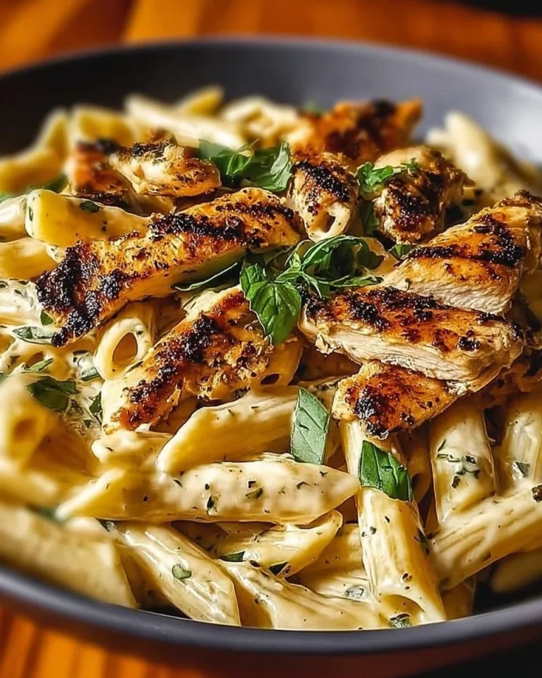 Creamy Italian Chicken Pasta Delicious creamy Italian chicken pasta served in a bowl with herbs