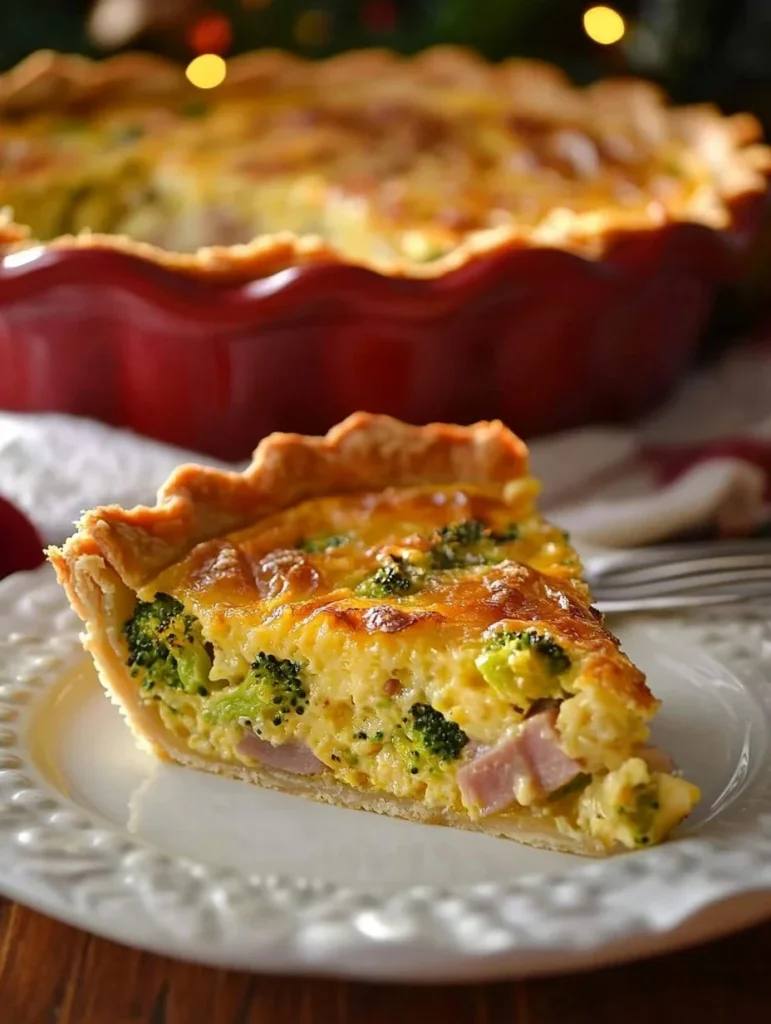 Delicious Ham and Cheese Quiche served on a plate