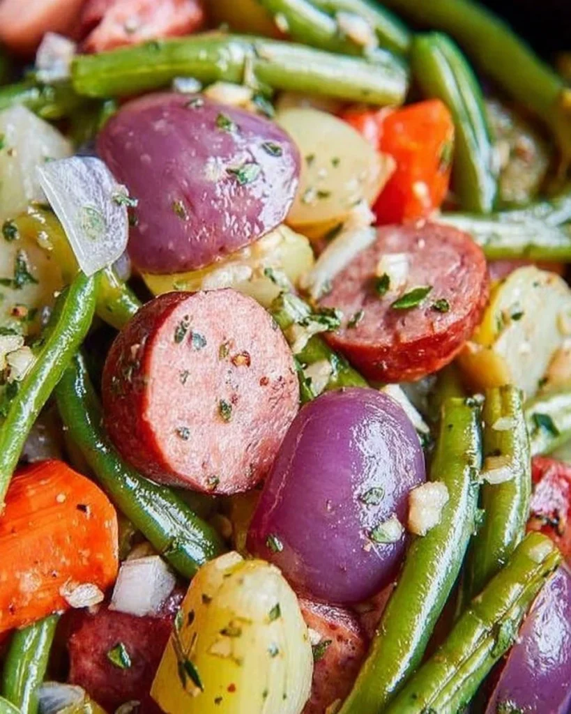 Slow Cooker Sausage Green Bean and Potato Casserole