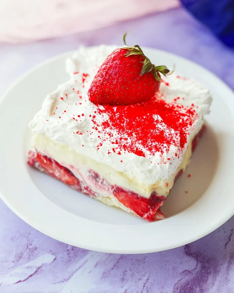 Delicious Strawberry Angel Cake with fresh berries on top