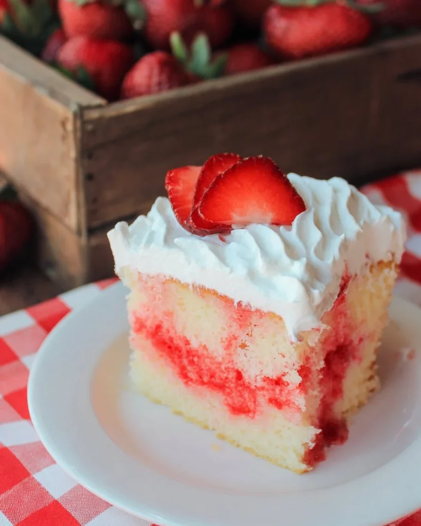 Strawberry Cheesecake Poke Cake