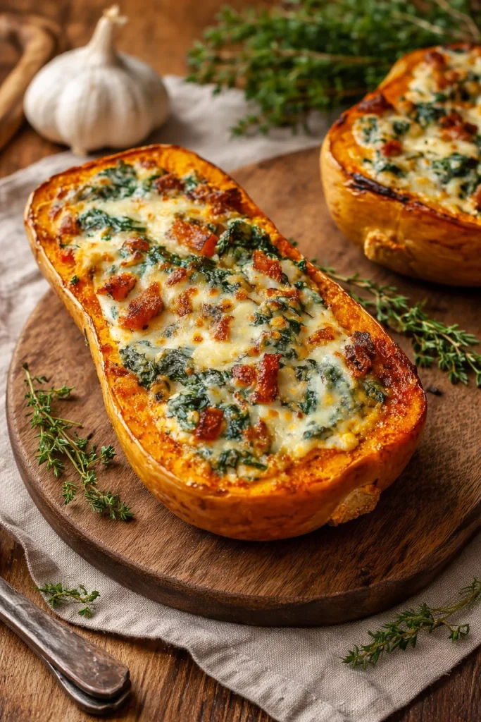 Stuffed Butternut Squash with Spinach and Cheese Stuffed Butternut Squash with Spinach and Cheese