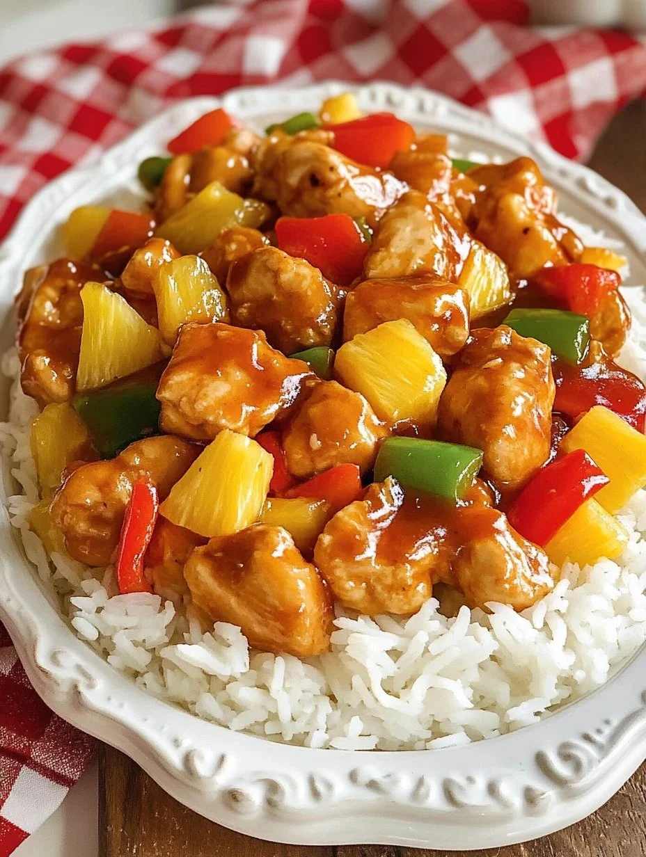 Sweet and Sour Chicken Delicious Sweet and Sour Chicken served with vibrant vegetables
