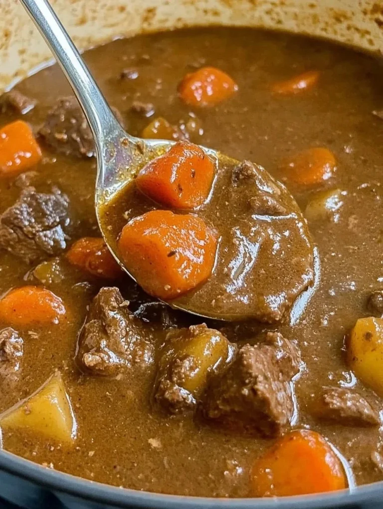 Bowl of traditional Irish beef stew with vegetables and herbs