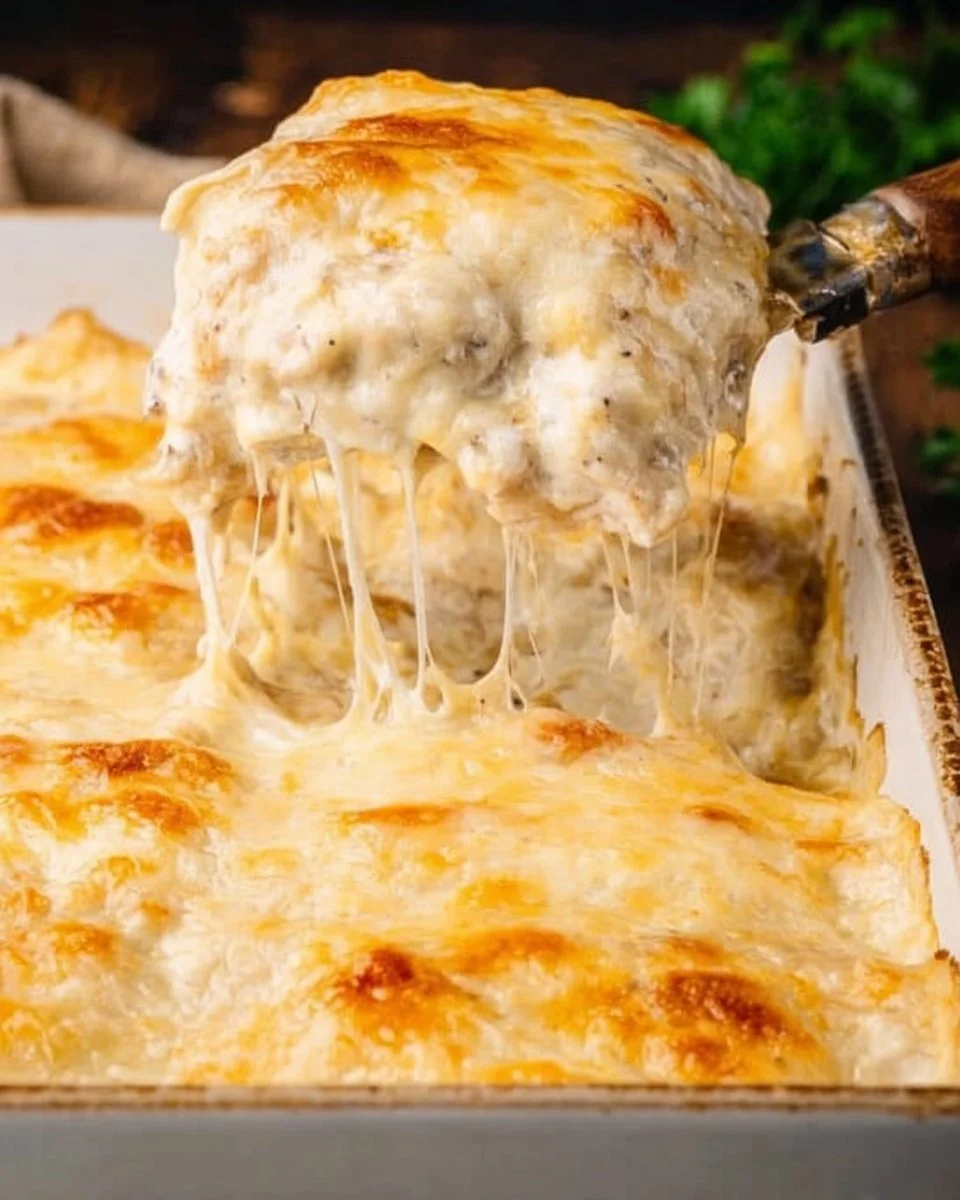 WHITE CHICKEN ENCHILADAS Delicious white chicken enchiladas topped with creamy sauce and garnished.