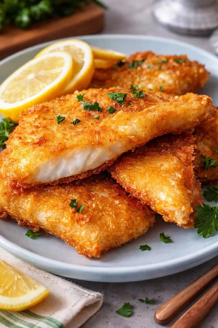 Delicious air fried cod fillets served with lemon and herbs