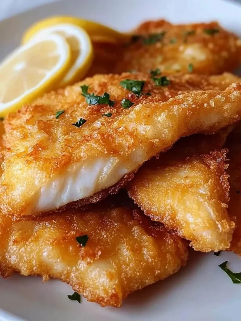 Delicious air-fried cod fillet served with lemon and herbs