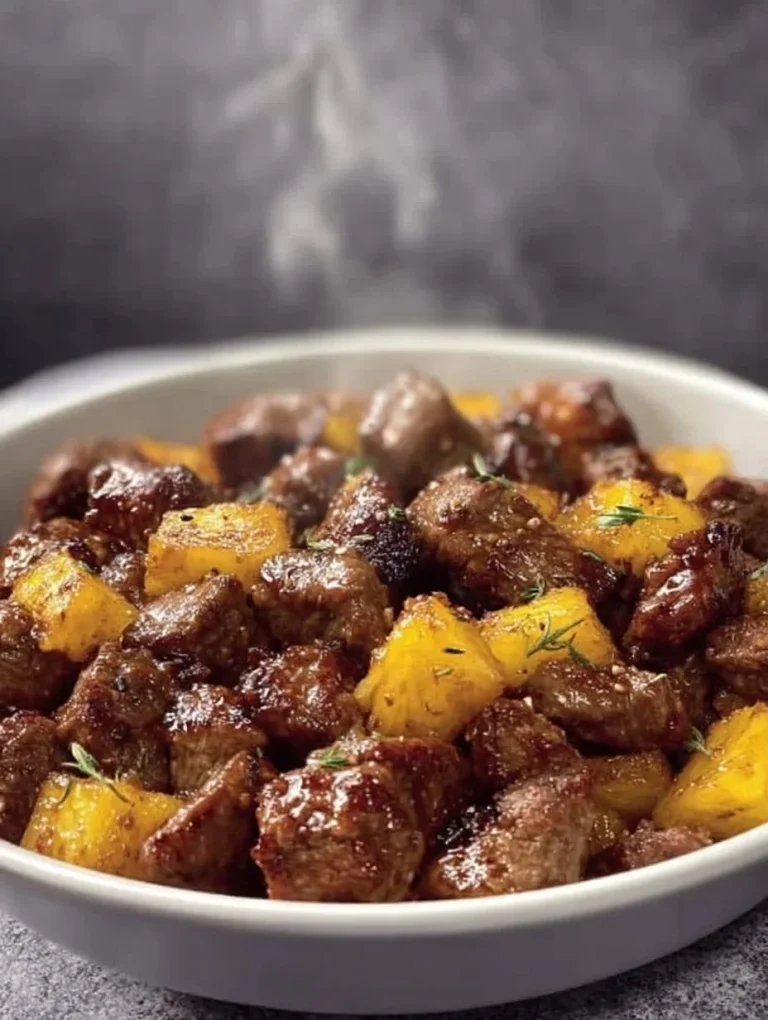 Air Fryer Garlic Butter Steak Bites and Potatoes Air Fryer Garlic Butter Steak Bites with crispy potatoes on a plate