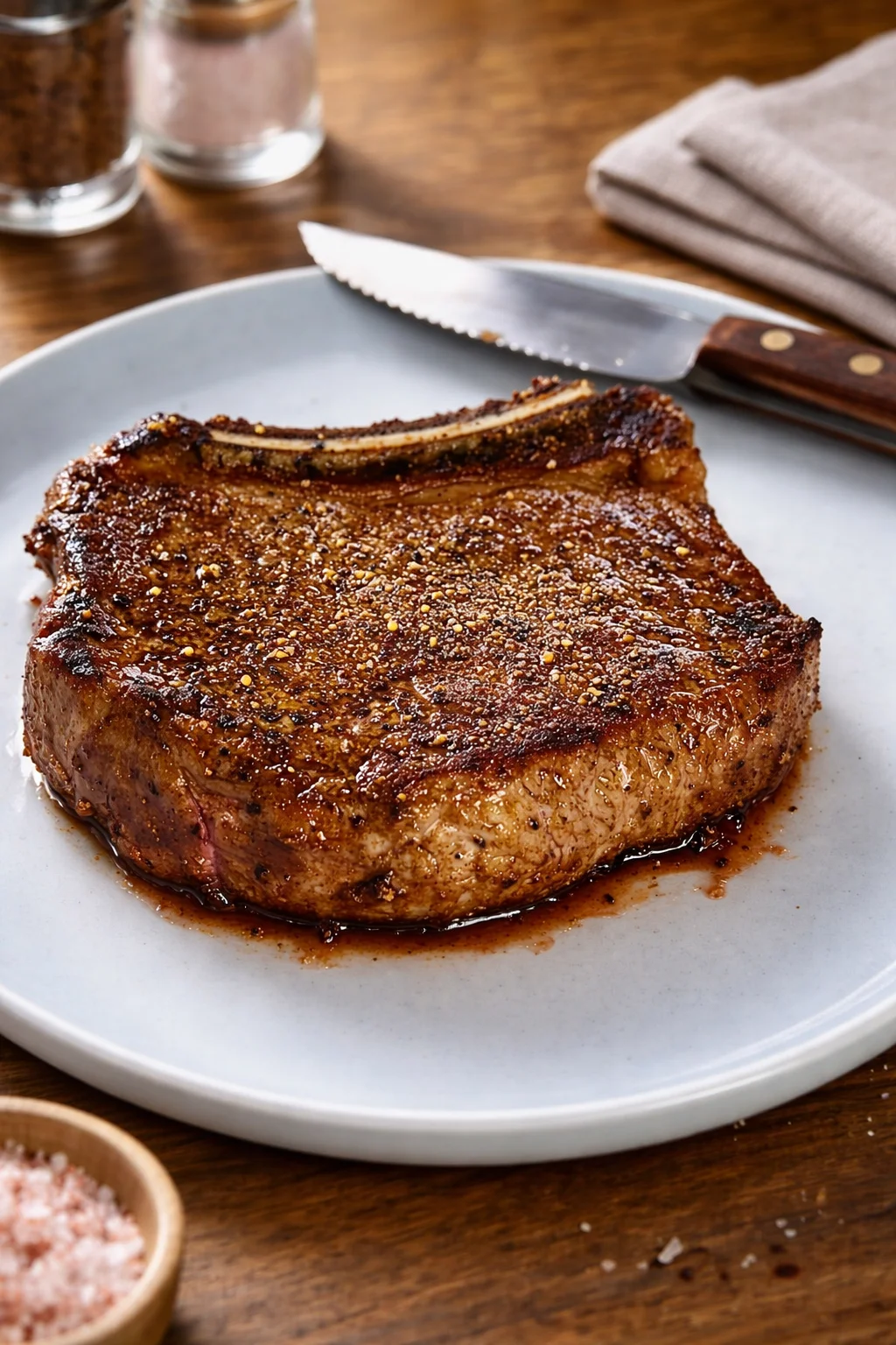 Deliciously cooked air fryer steaks served with side dishes.