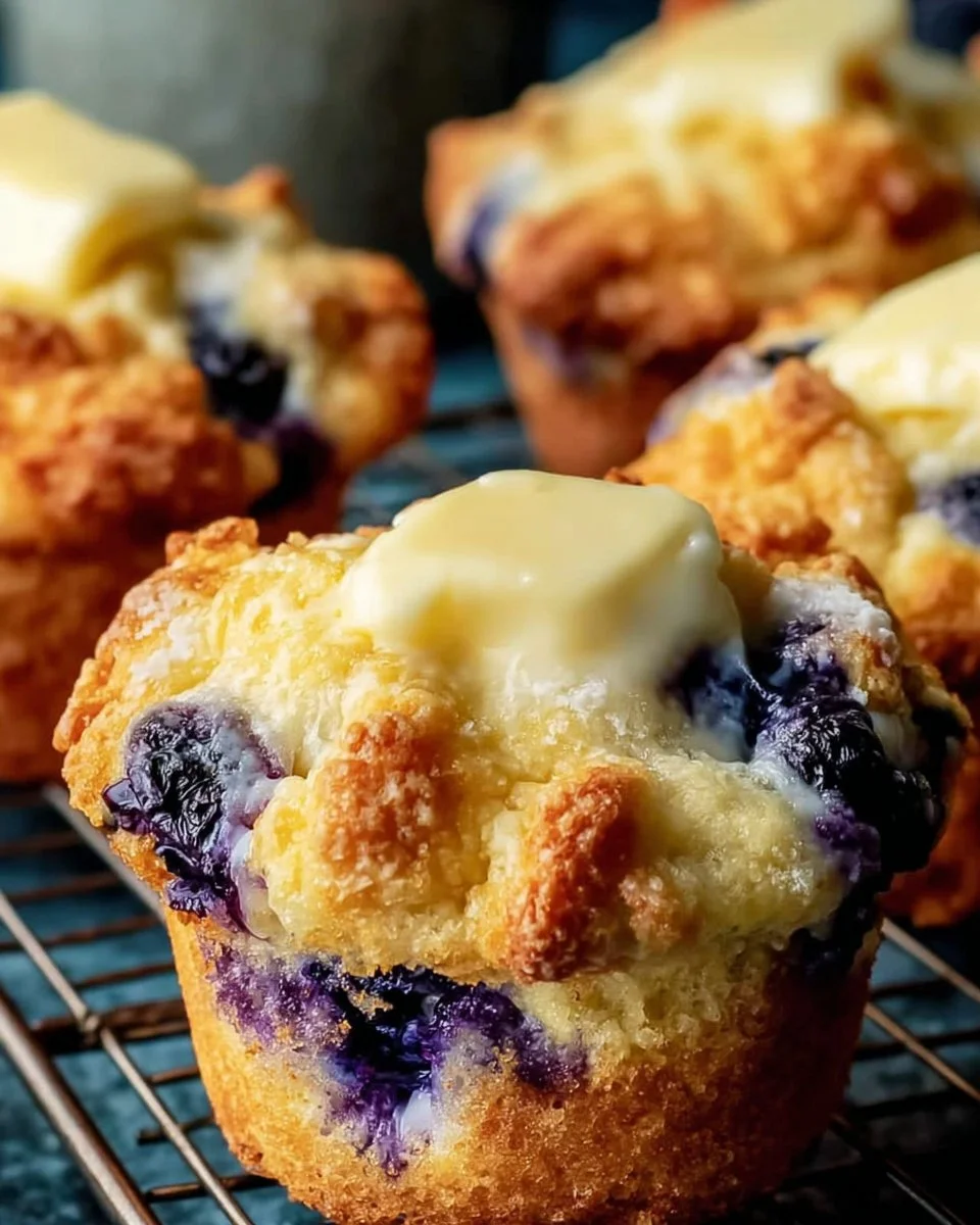 Amazing blueberry cream cheese muffins fresh out of the oven