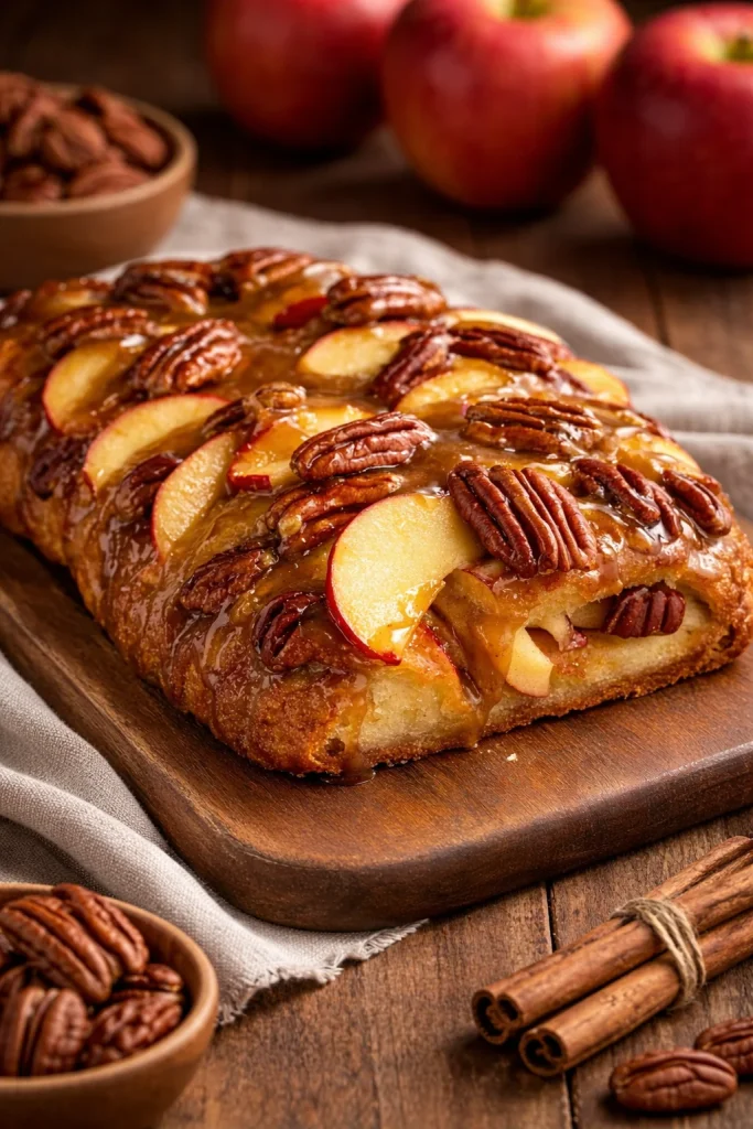 Delicious apple pie pull apart bread showcasing a golden brown crust and apple filling