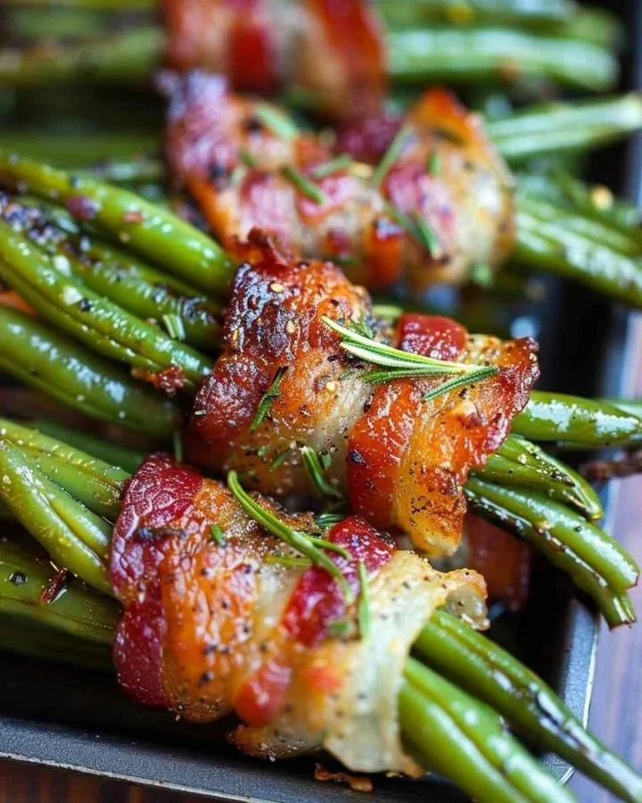 Bacon-Wrapped Green Beans Bacon-Wrapped Green Beans on a serving platter