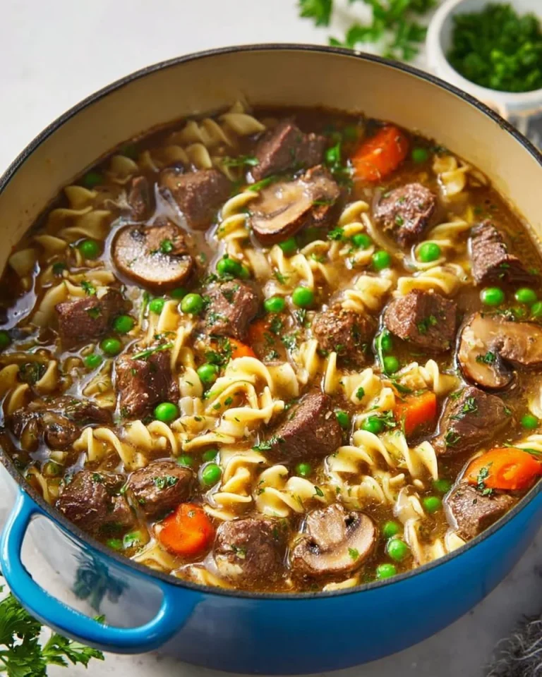 A bowl of flavorful beef noodle soup with fresh herbs and spices.
