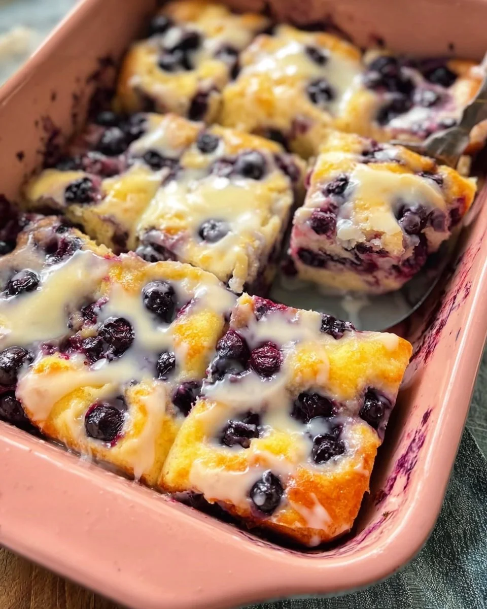 Freshly baked Blueberry Butter Swim Biscuits with butter melting on top