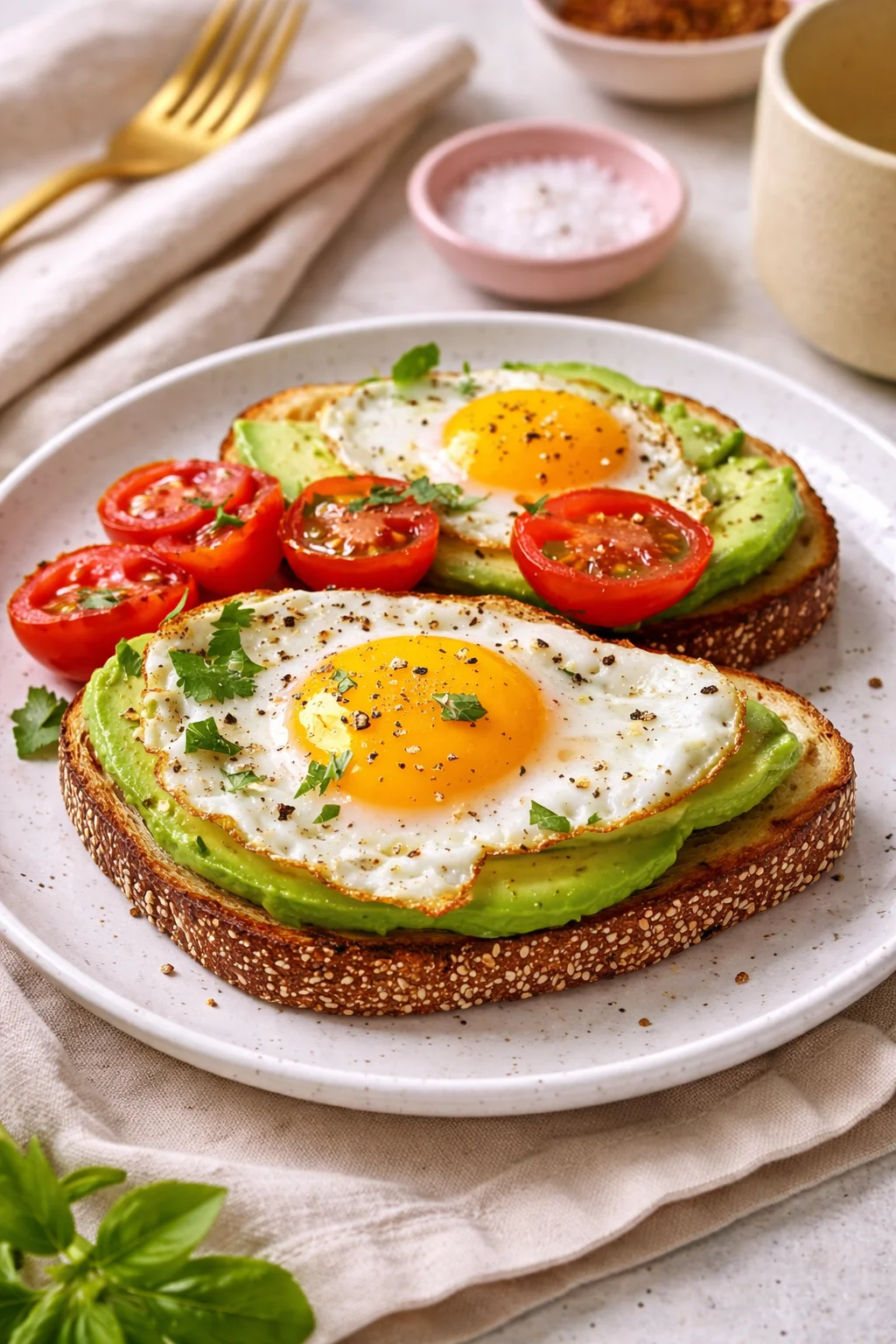 California Avocado Toast Delicious California avocado toast topped with fresh ingredients.