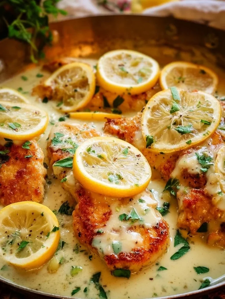 Plate of Chicken French with lemon and herbs, showcasing a flavorful dish.
