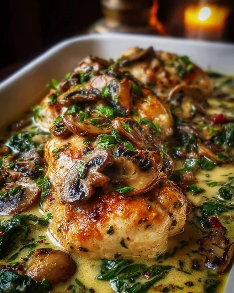 Chicken Spinach Mushroom Bake