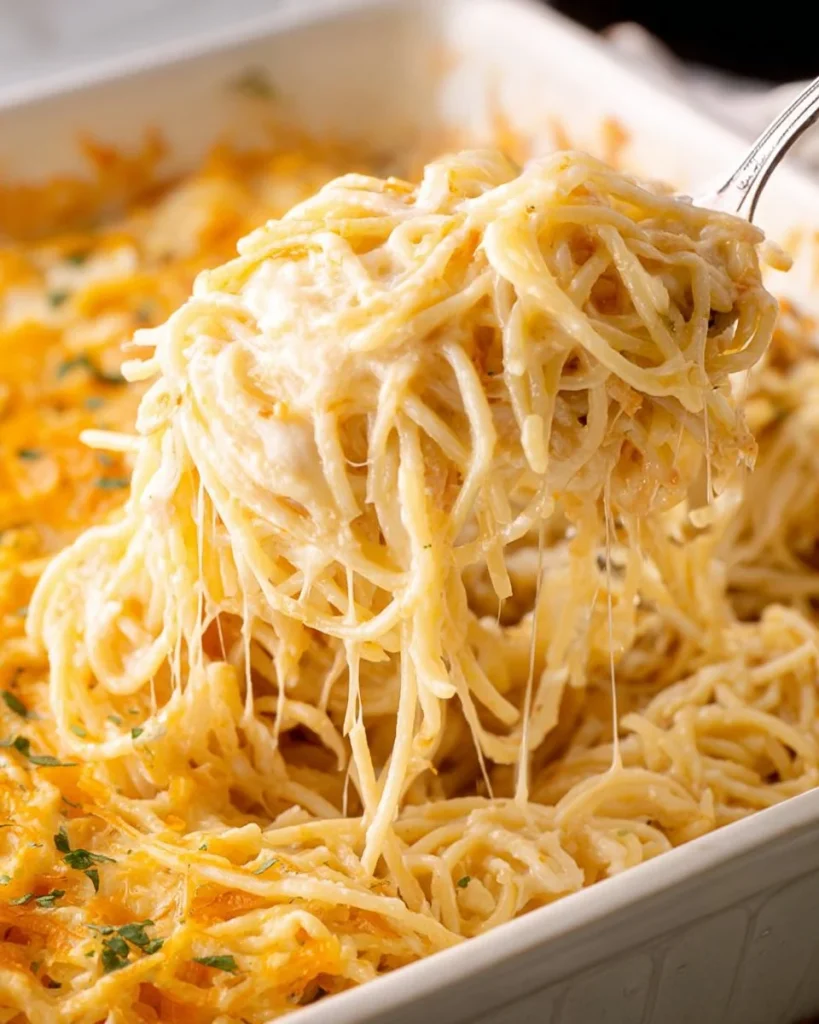 Delicious Chicken Tetrazzini served with creamy sauce and pasta
