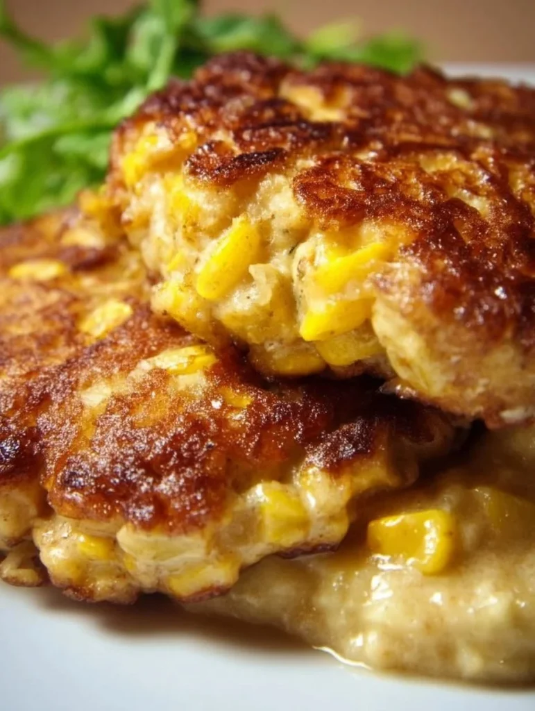 Plate of crispy corn fritters served with dipping sauce