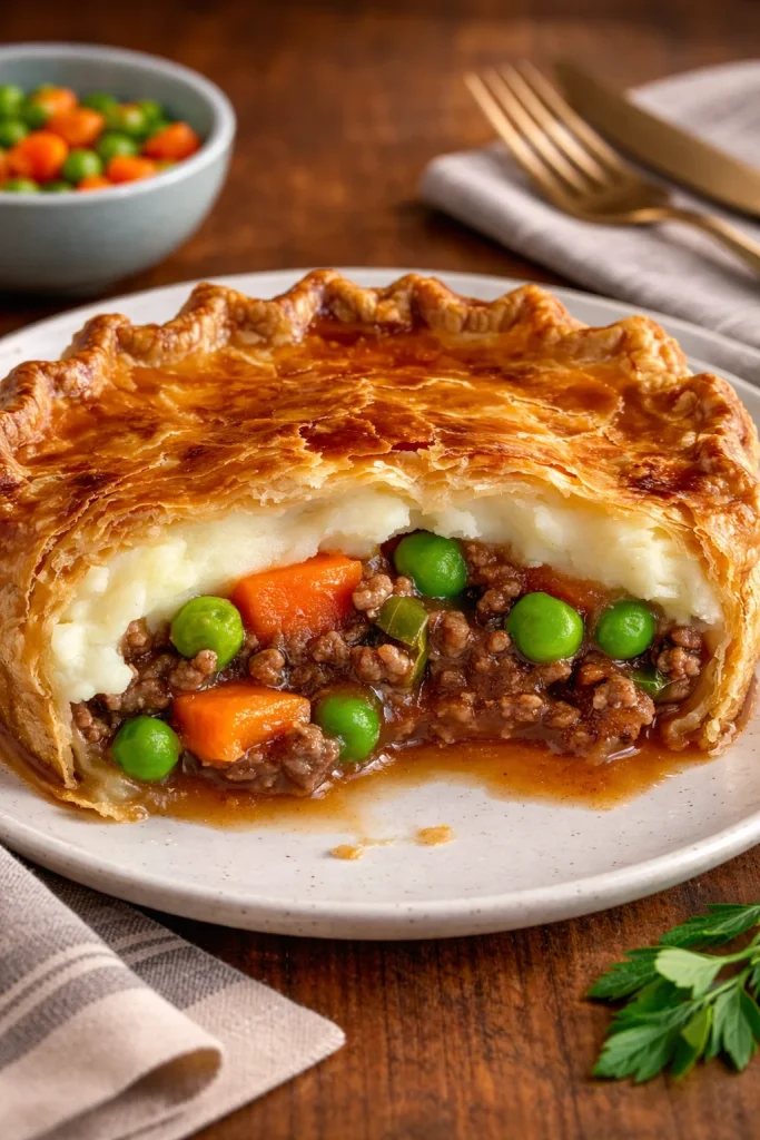 Cozy Cottage Shepherd's Pie topped with golden mashed potatoes