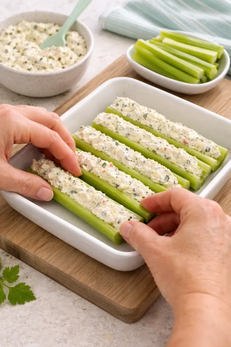 Creamy filled celery sticks Creamy filled celery sticks, a healthy and delicious snack option