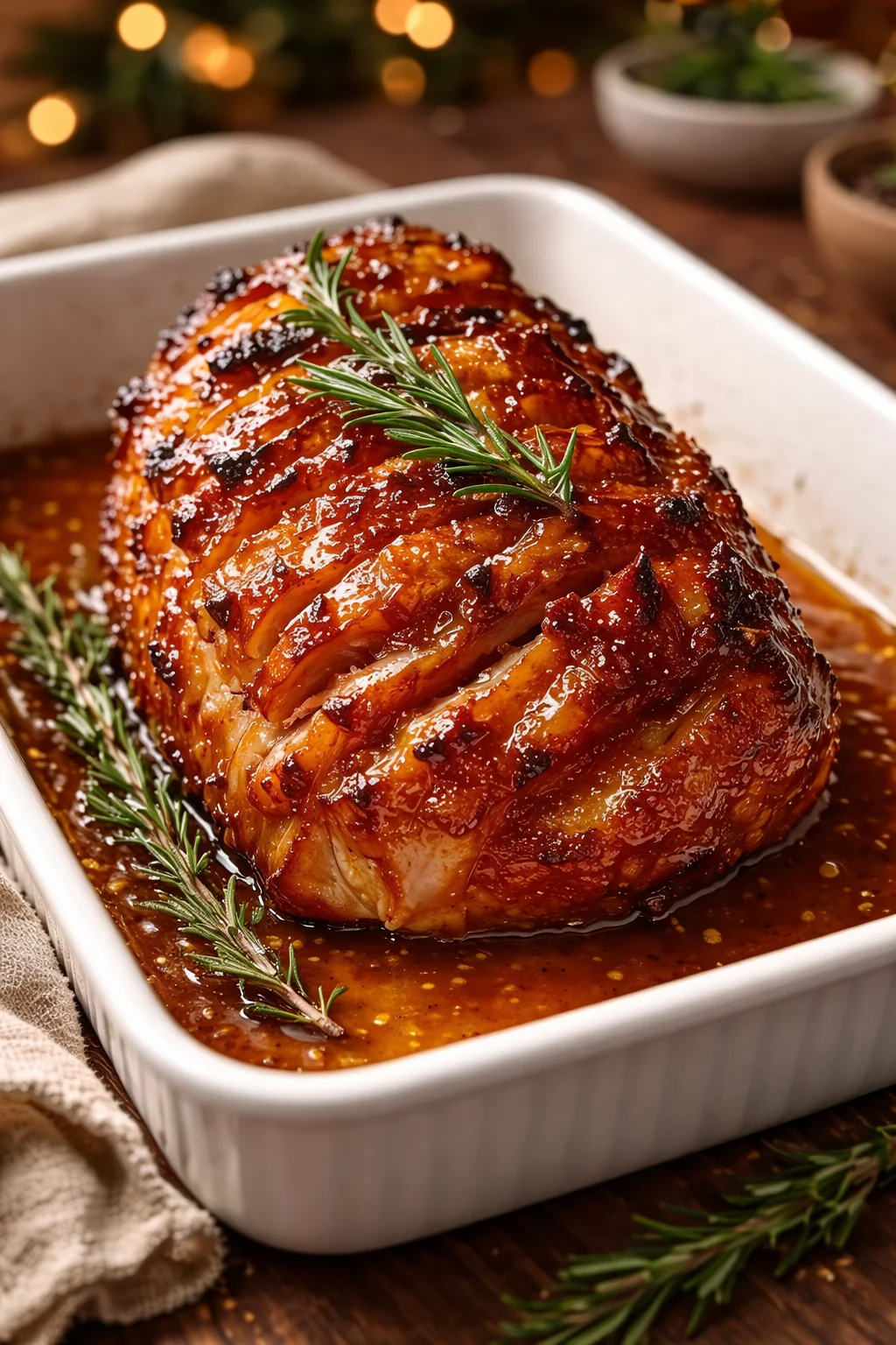 Crisp golden chicken glazed and cooked to perfection on a plate.