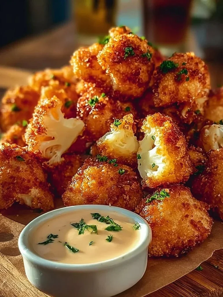 Crispy Air-Fried Cauliflower with Cheese and Garlic Crispy Air-Fried Cauliflower with Cheese and Garlic