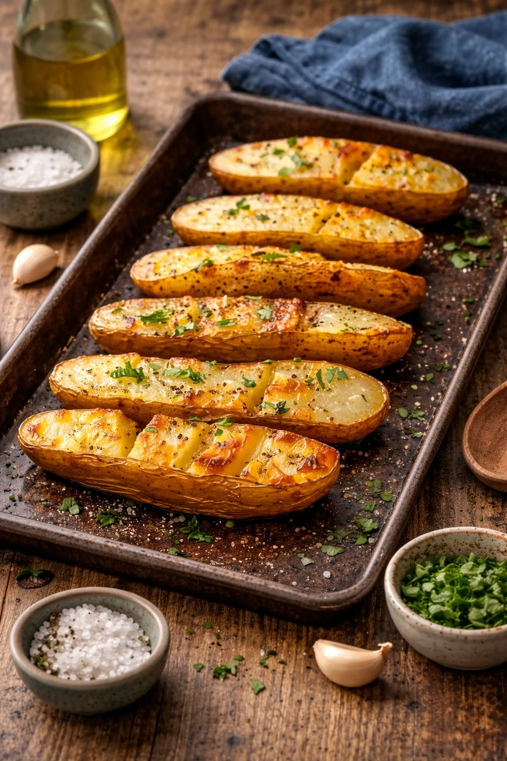 Crispy Roasted Potatoes Plate of crispy roasted potatoes seasoned with herbs and spices