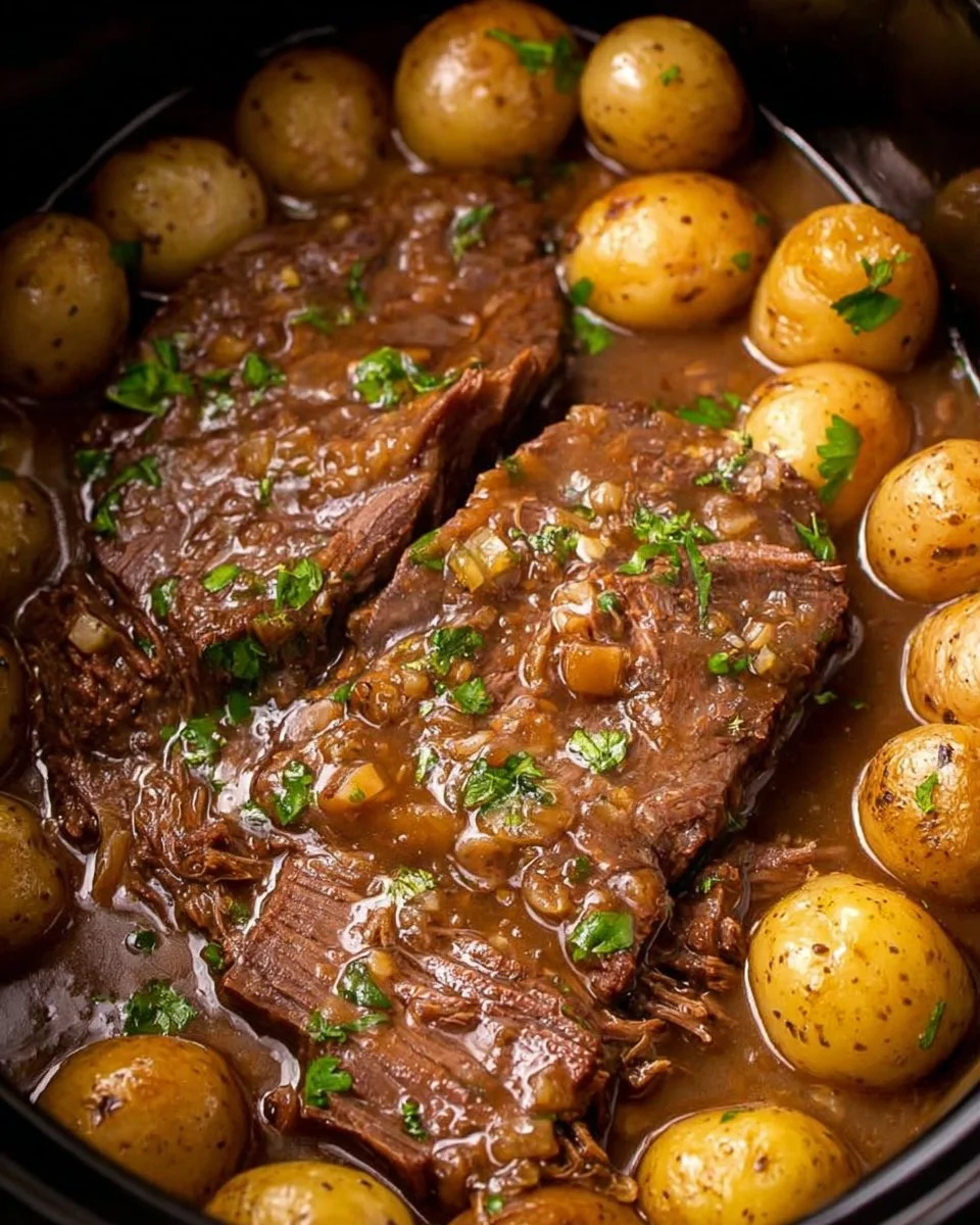Delicious Crock Pot Steak with Potatoes served in a rustic bowl