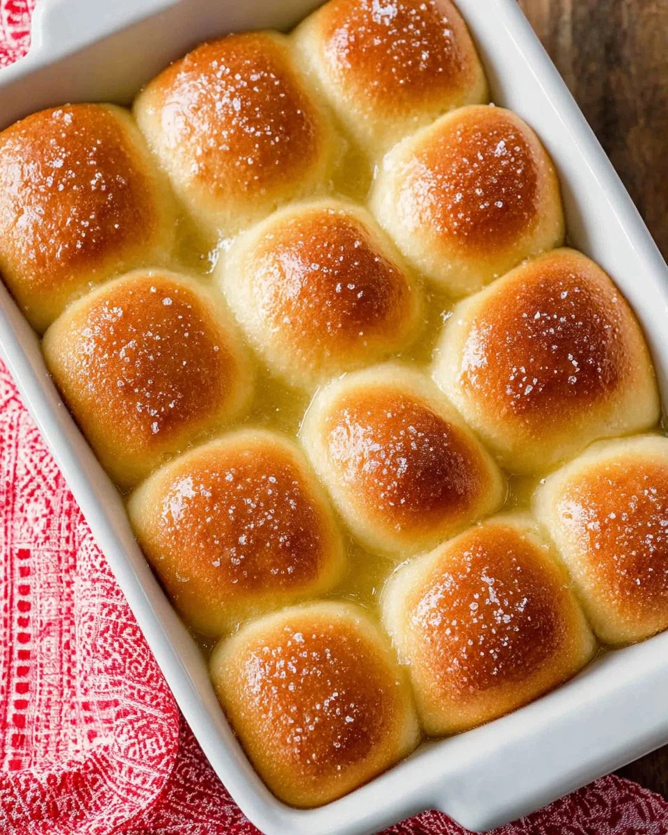 Freshly baked dinner rolls served with butter on a wooden table.