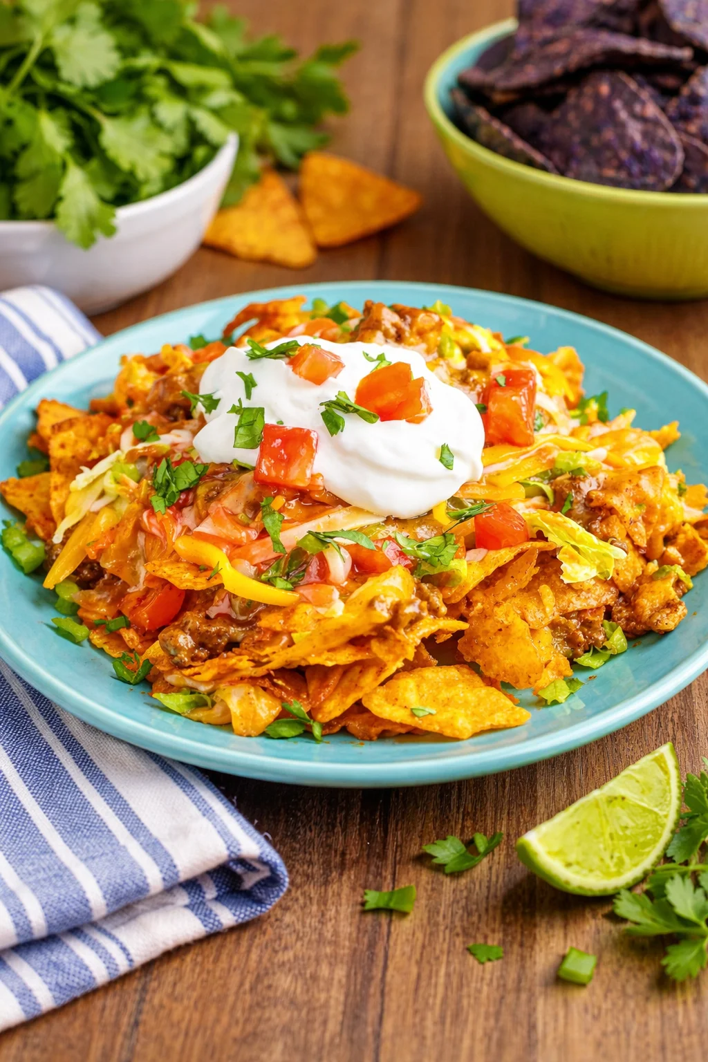 Delicious Doritos Taco Bake with crispy chips and savory taco filling.