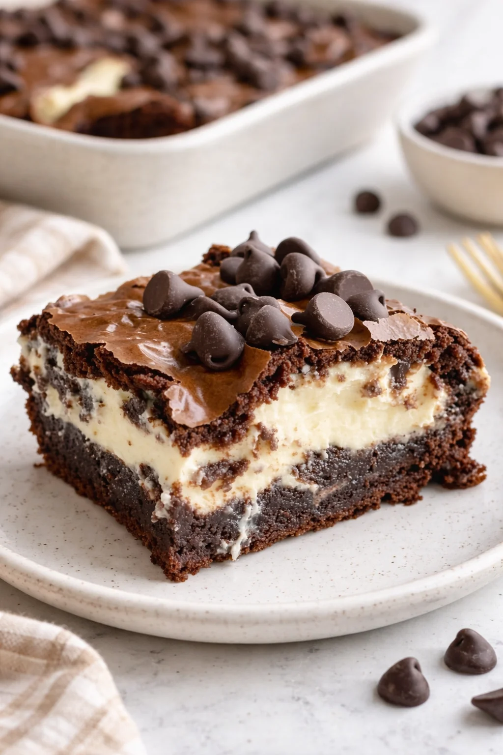 Homemade Earthquake Cake topped with chocolate and nuts