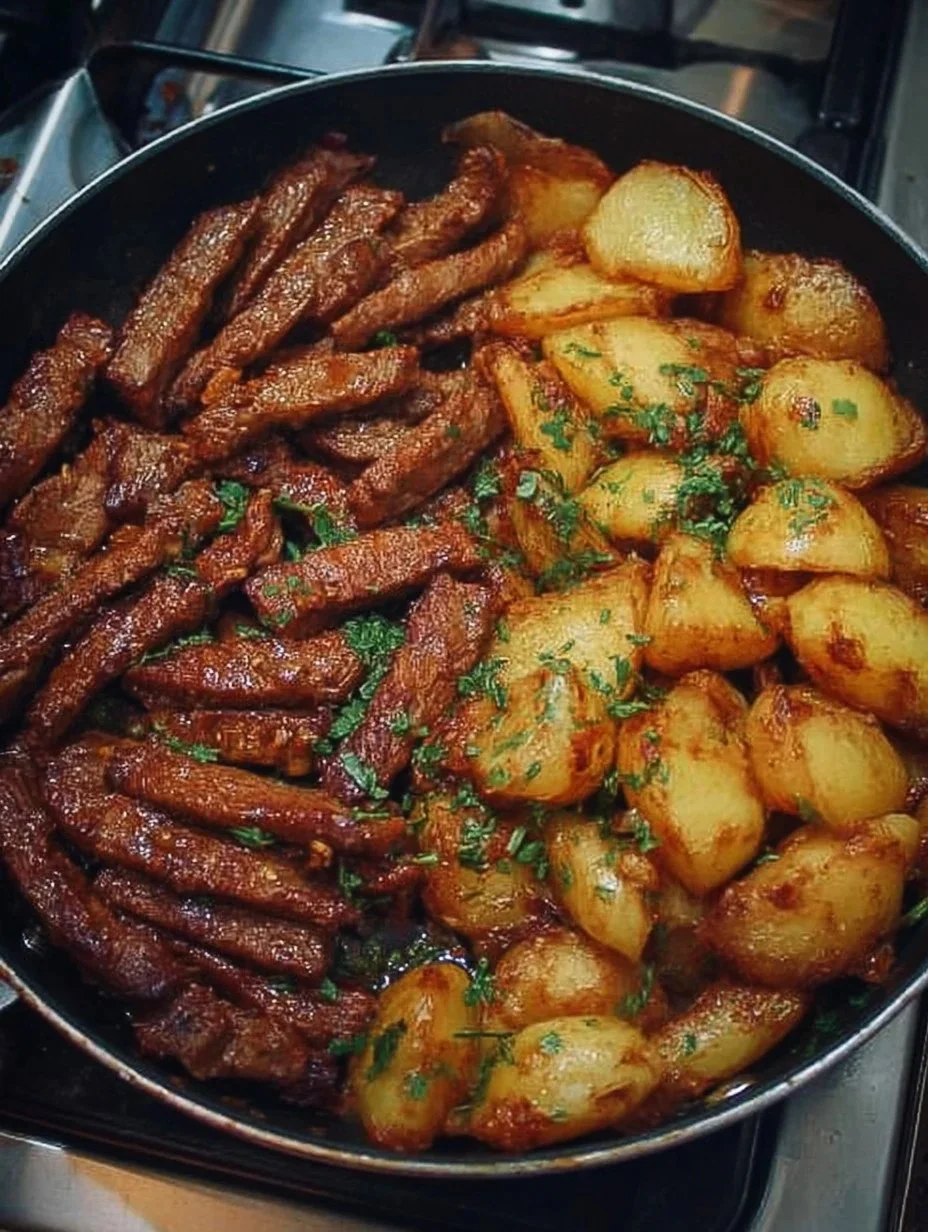 Easy Garlic Butter Steak and Potatoes Skillet Delicious garlic butter steak with potatoes in a skillet