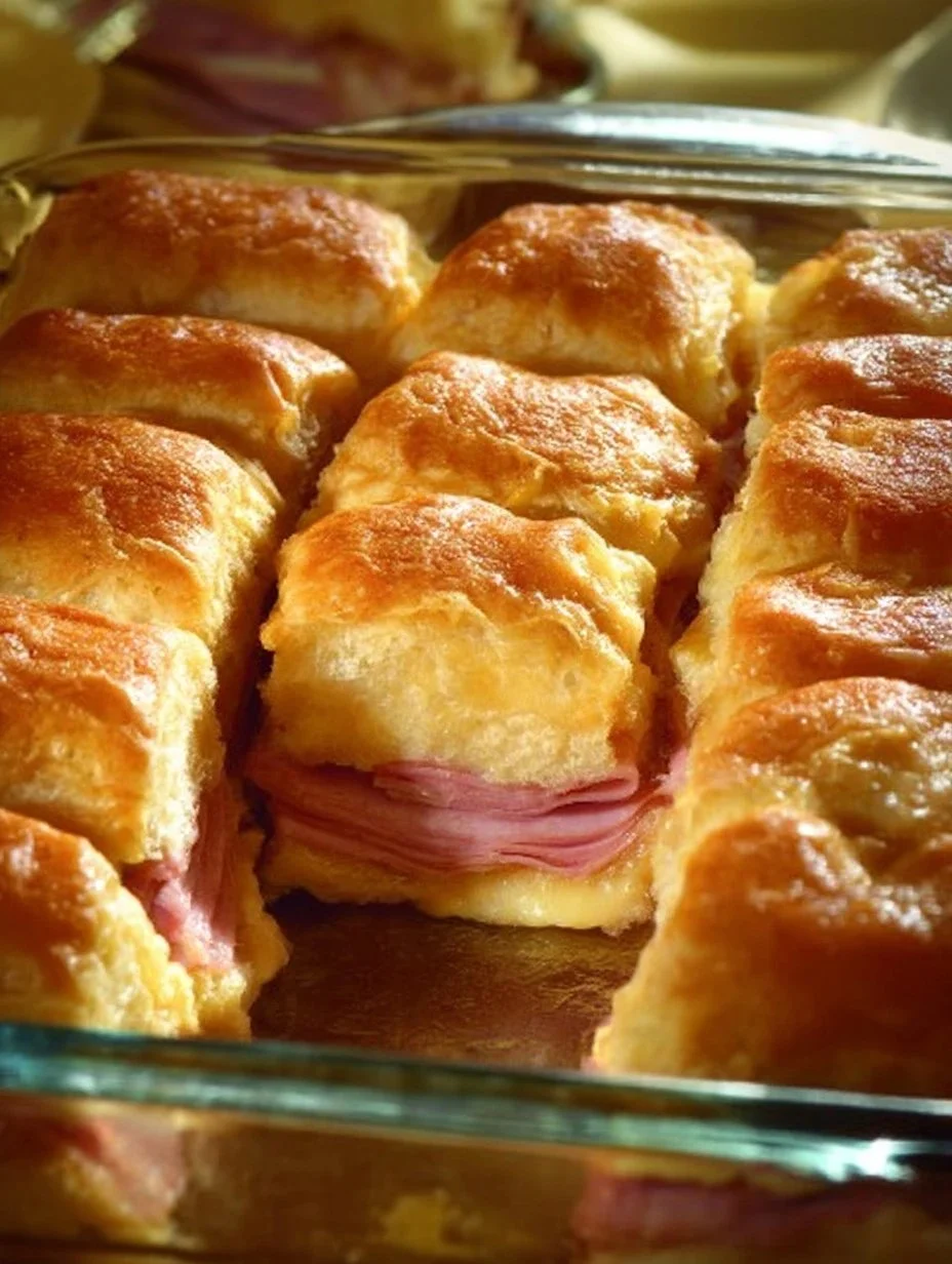 Hawaiian Baked Ham and Swiss Sandwiches Hawaiian baked ham and Swiss sandwiches on a platter with garnishes