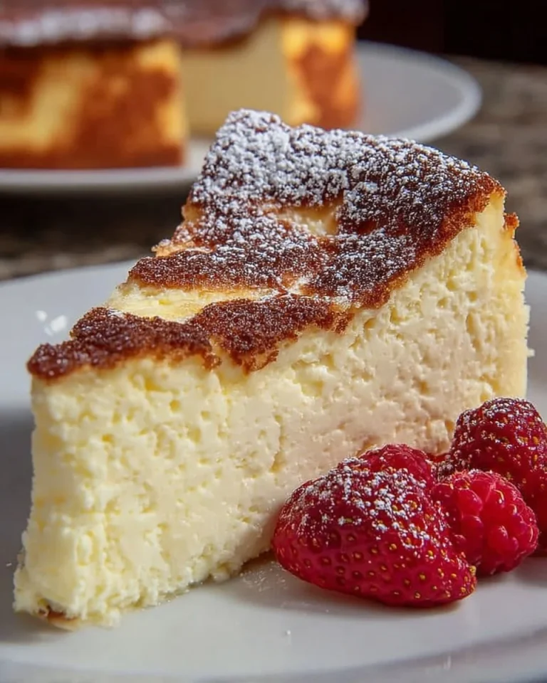 Delicious Italian Ricotta Cheesecake topped with fresh fruit