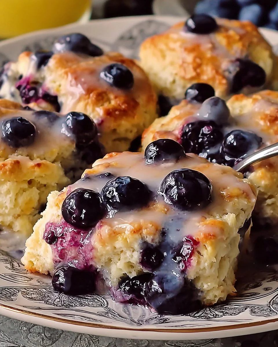 Lemon Blueberry Butter Swim Biscuits with fresh blueberries and lemon zest