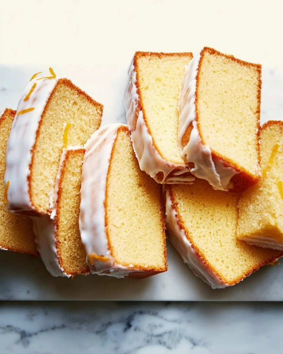 Delicious slice of Lemon Drizzle Cake with a glaze on top