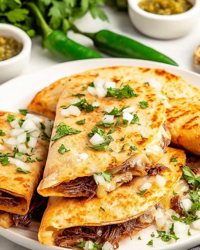Delicious Mississippi pot roast quesadillas served on a plate