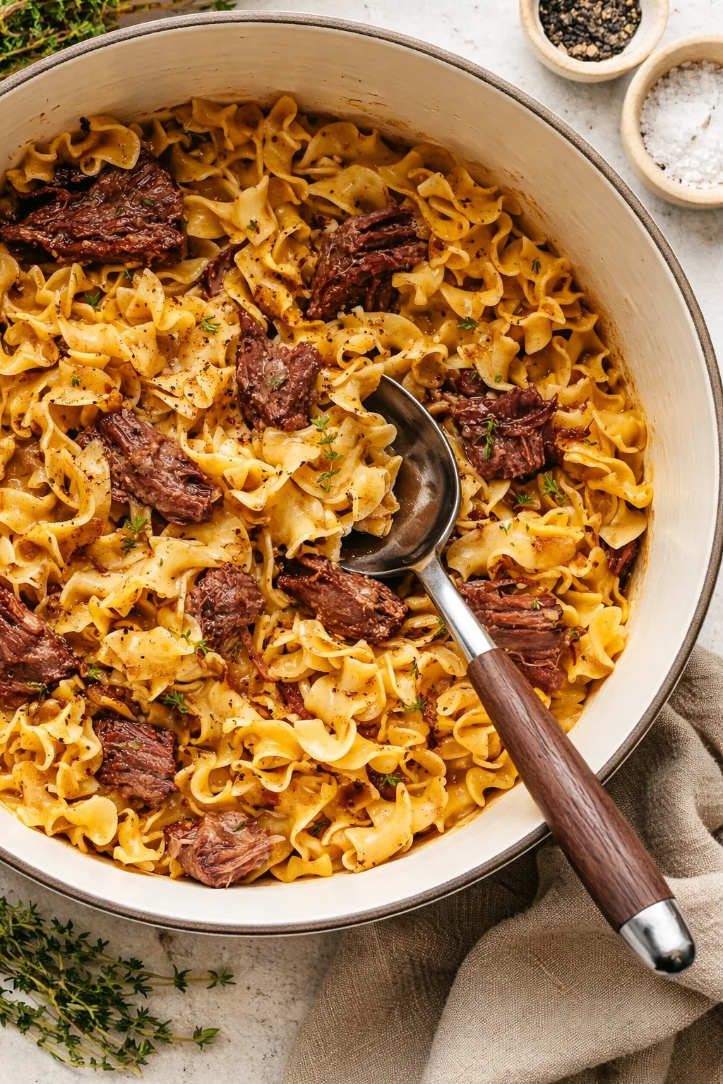 Delicious One-Pot Beef and Noodles ready to serve